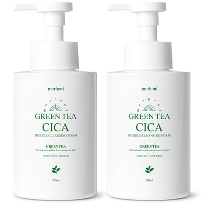 1+1 메르헨트 그린티 시카 버블 클렌징폼 500ml 대용량 저자극 폼클렌징 세안제 거품