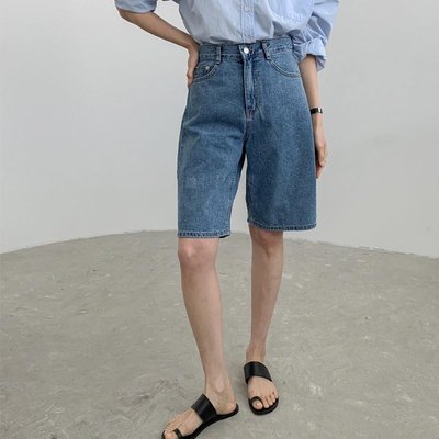 5부 청반바지 데님 와이드반바지 여름 여성 버뮤다 화이트 중청 블랙 팬츠