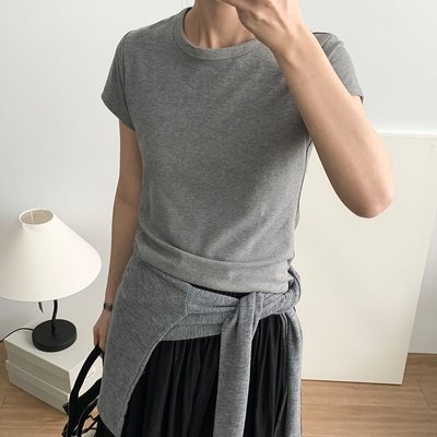 베리 반팔 크롭티 라운드넥 베이직 부드러운 기본 스판티 웨어링무드 (4c)