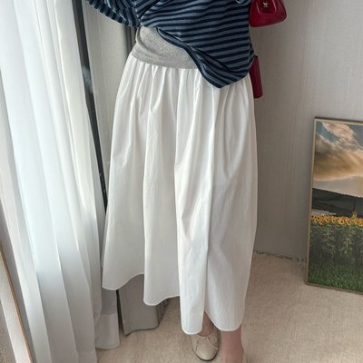 플레어스커트 주름 화이트롱스커트