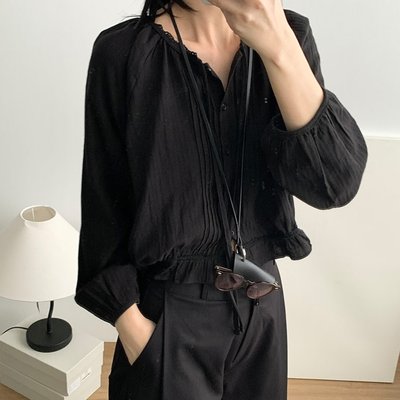 레일 블라우스 레이스 세미크롭 블라우스 웨어링무드 (2c)