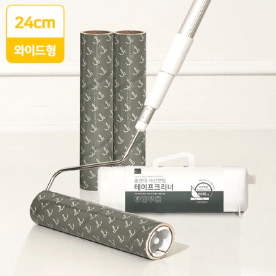 홈앤미 초강력 사선컷팅 롱 돌돌이 와이드 테이프클리너 24cm, 와이드본체+리필 3개