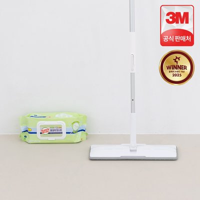 3M 스카치브라이트 밀대걸레 올터치 더블액션 막대걸레 대형 + 베이직 더블액션 물걸레청소포 30매