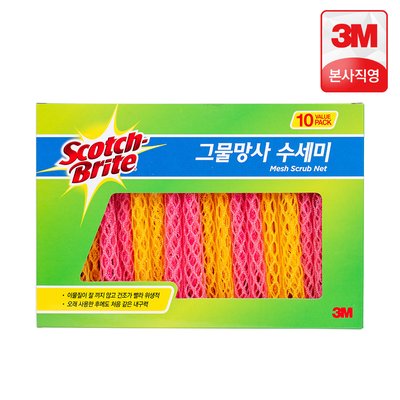 3M 스카치브라이트 그물망사 수세미 10개입, 1개