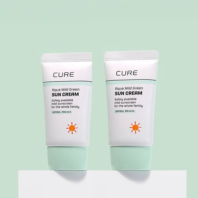 [김정문알로에] 아쿠아 마일드 그린 선크림 (SPF50+,PA++++) 40ml, 2개