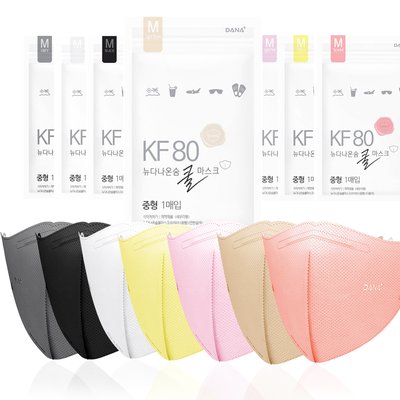 뉴 다나 온숨 쿨 새부리형 컬러마스크 KF80 중형 50매