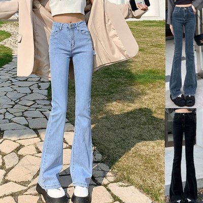 하이웨스트 부츠컷청바지 와이드 키작녀 블랙 연청 진청 데님팬츠