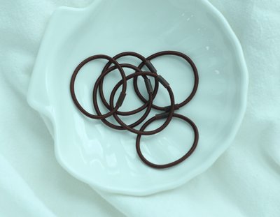 (100개) 미니관 검정 갈색 고무줄 머리끈 헤어 악세서리 재료 B00000004
